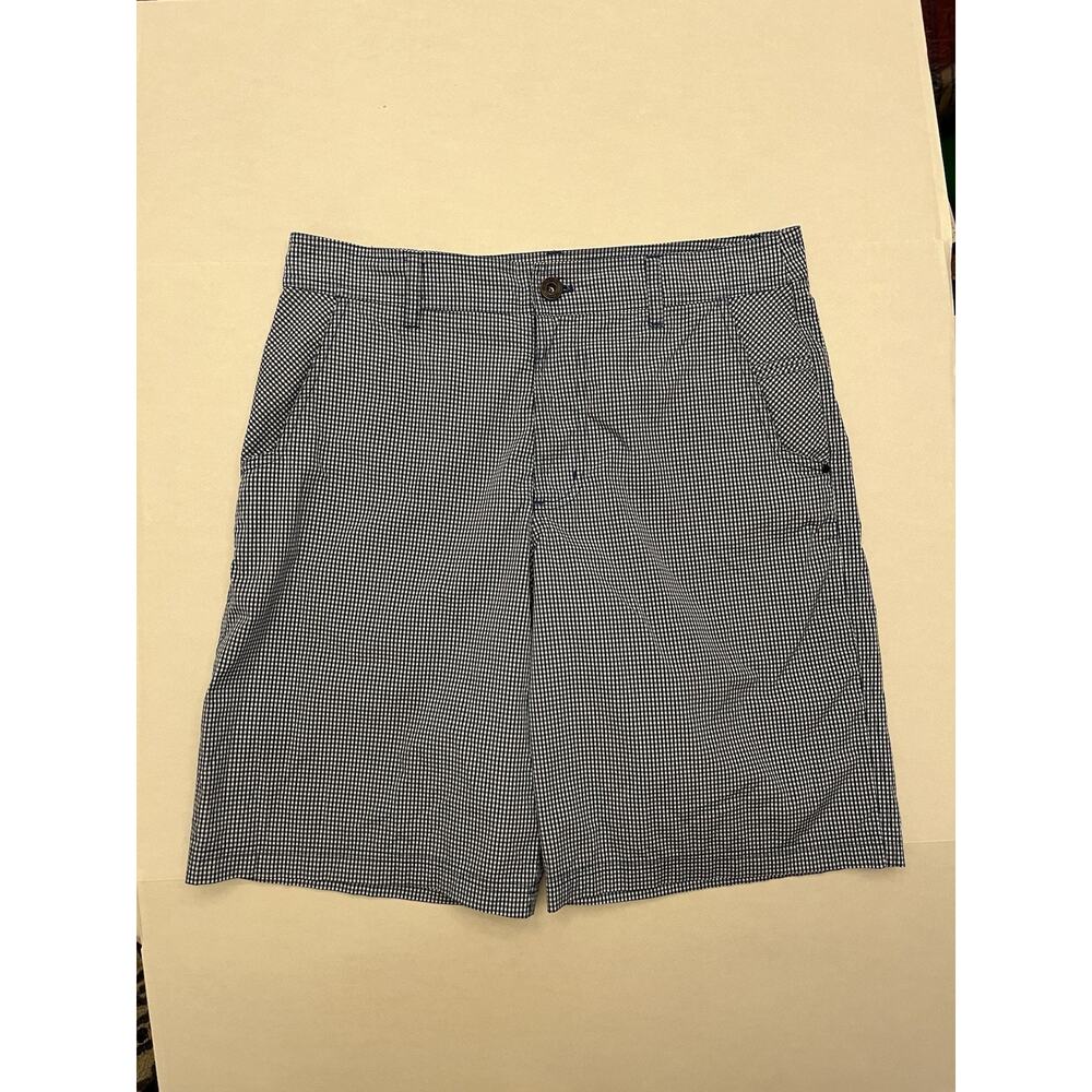 Lululemon Kahuna Blue White Check Plaid Mens Golf Shorts Size 34 Performance